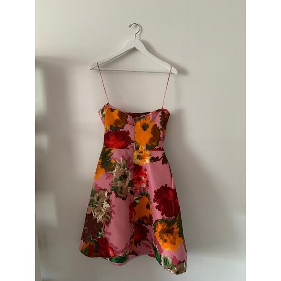 Oscar De La Renta Floral Mini Dress Size 8 - Picture 4 of 4